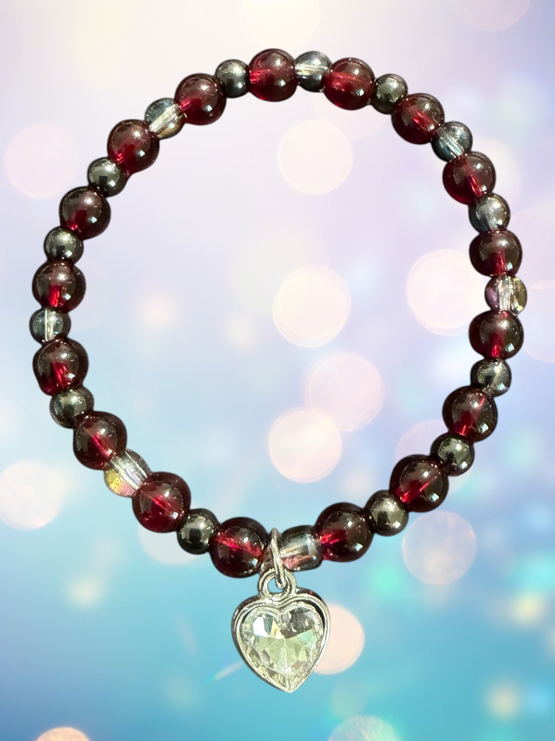 Garnet Crystal Smokey Crystal Bracelet
