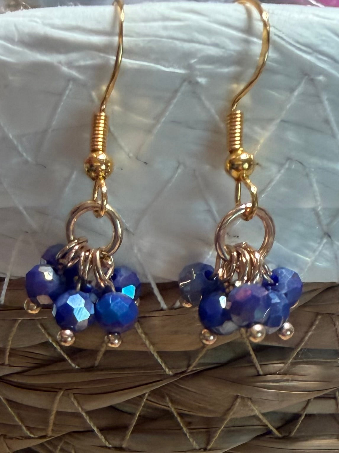 Blue Iridescent Beads with Gold Finishings