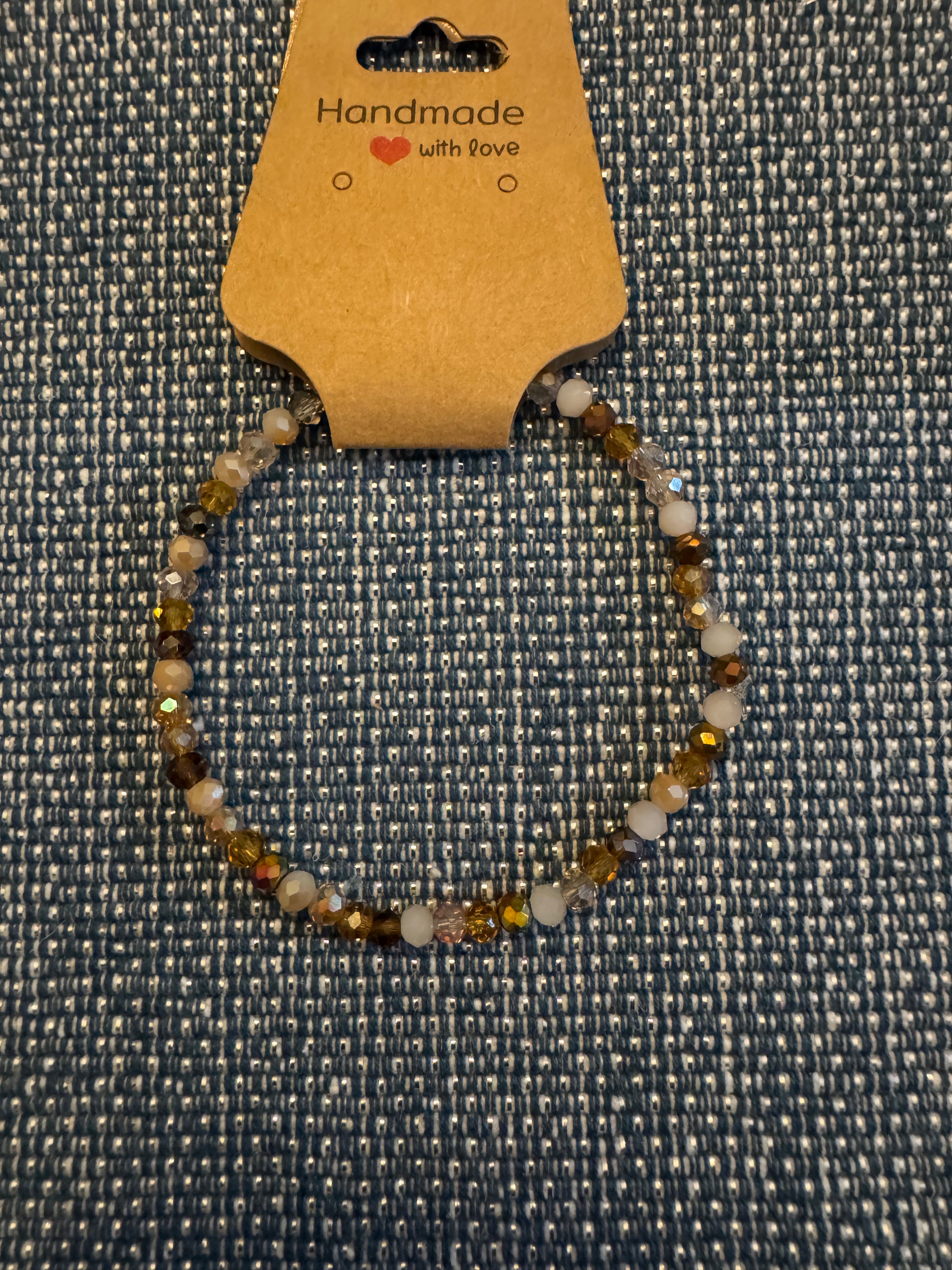 Bracelet with Delicate Glass Brown Beads