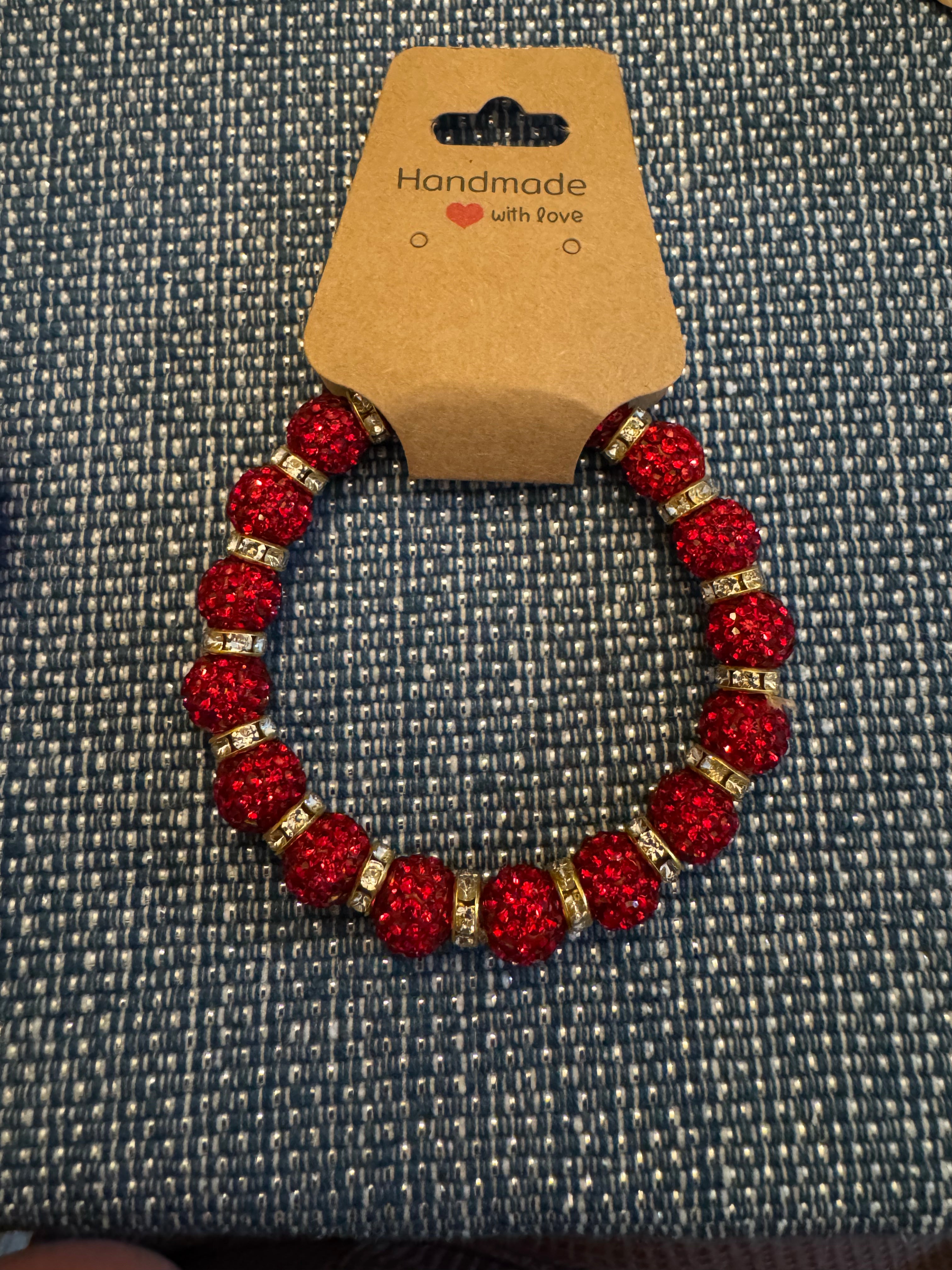 Red Clay Beads with Gold Spacers