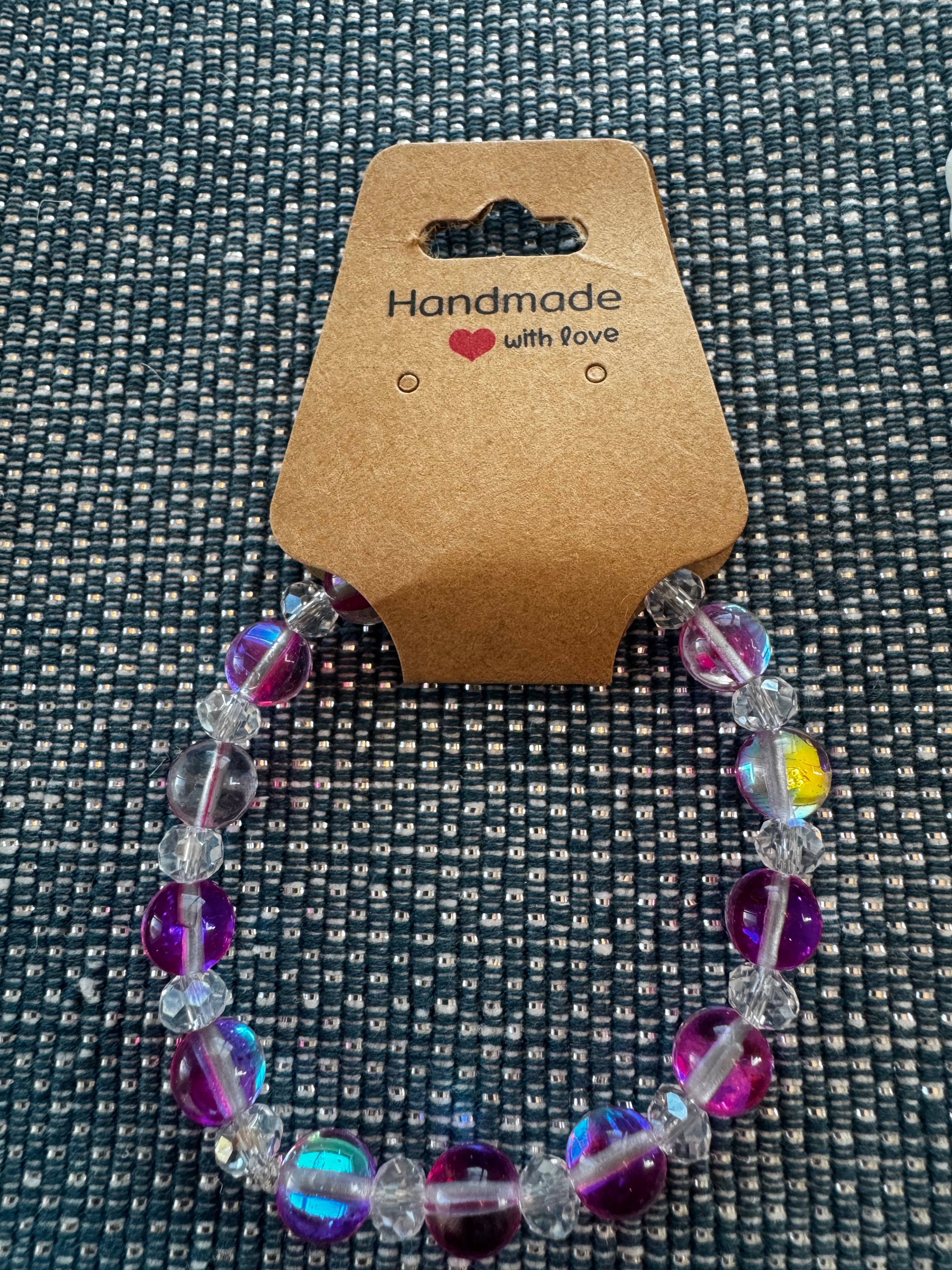 Pink Glass Iridescent Bracelet